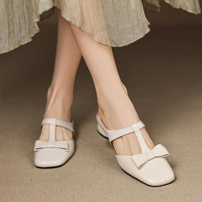Women's Low Block Heel Square Toe T-Strap Sandal