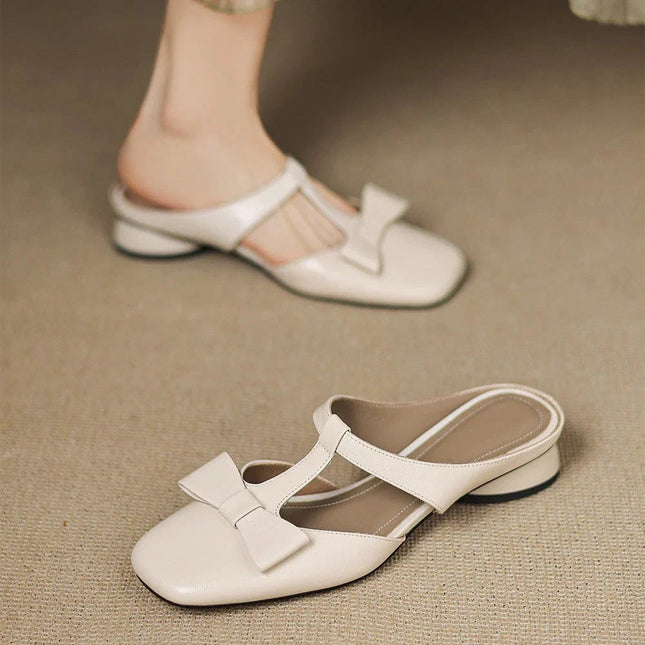 Women's Low Block Heel Square Toe T-Strap Sandal