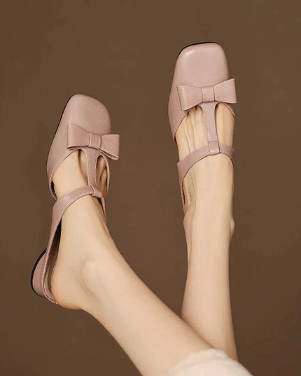 Women's Low Block Heel Square Toe T-Strap Sandal