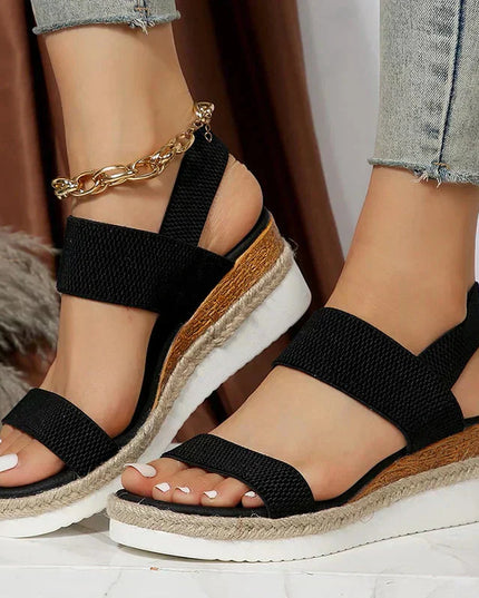 Women's Open-Toe Flatform Sandals with Elastic Straps