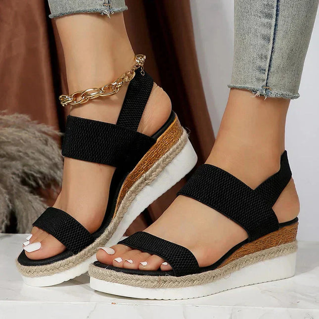 Women's Open-Toe Flatform Sandals with Elastic Straps