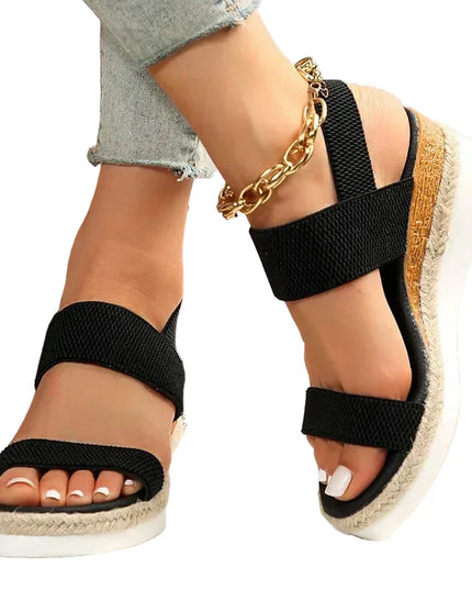 Women's Open-Toe Flatform Sandals with Elastic Straps