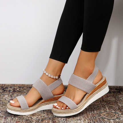 Women's Open-Toe Flatform Sandals with Elastic Straps