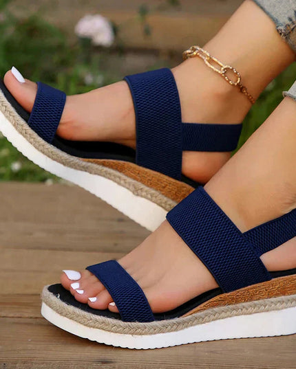 Women's Open-Toe Flatform Sandals with Elastic Straps