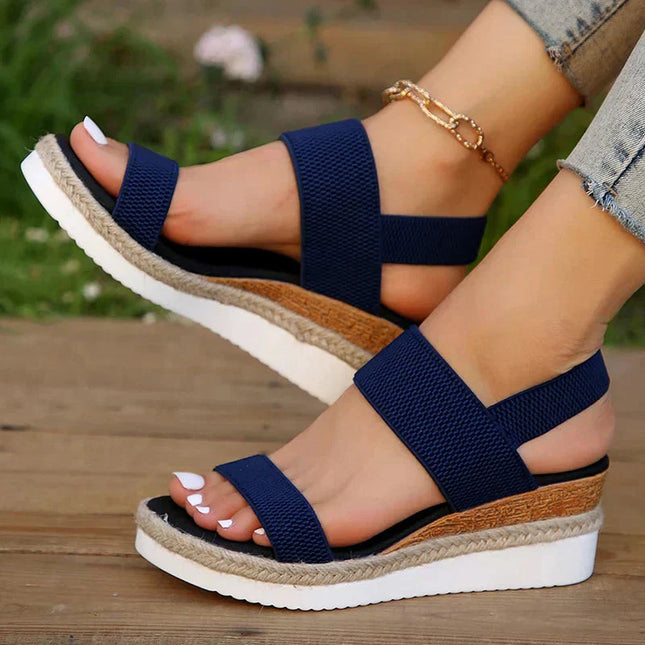Women's Open-Toe Flatform Sandals with Elastic Straps