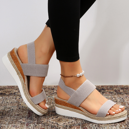 Women's Open-Toe Flatform Sandals with Elastic Straps