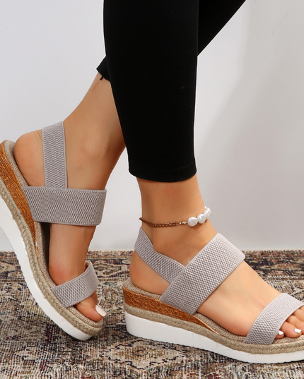 Women's Open-Toe Flatform Sandals with Elastic Straps
