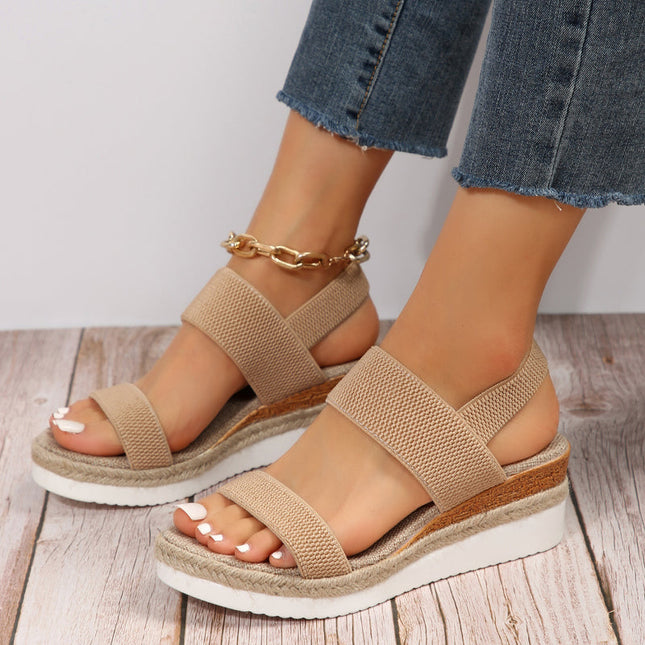 Women's Open-Toe Flatform Sandals with Elastic Straps