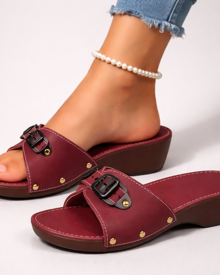 Women's Open Toe Multi-Buckle Strap Platform Sandals