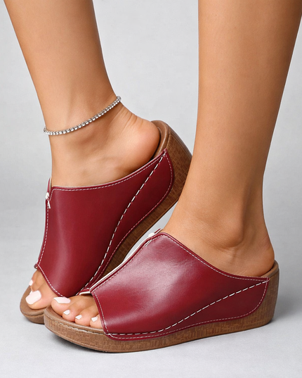 Women's Open Toe Wedge Heel Slip-On Sandal