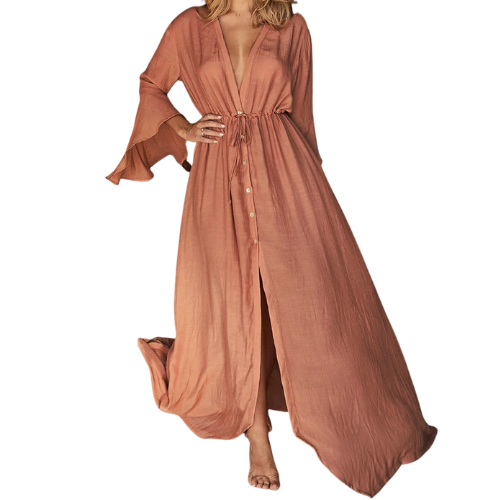 Women’s V-Neck Drawstring Dress